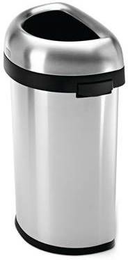 Simplehuman Afvalemmer Bullet Open Half Rond 60 liter(zilver )