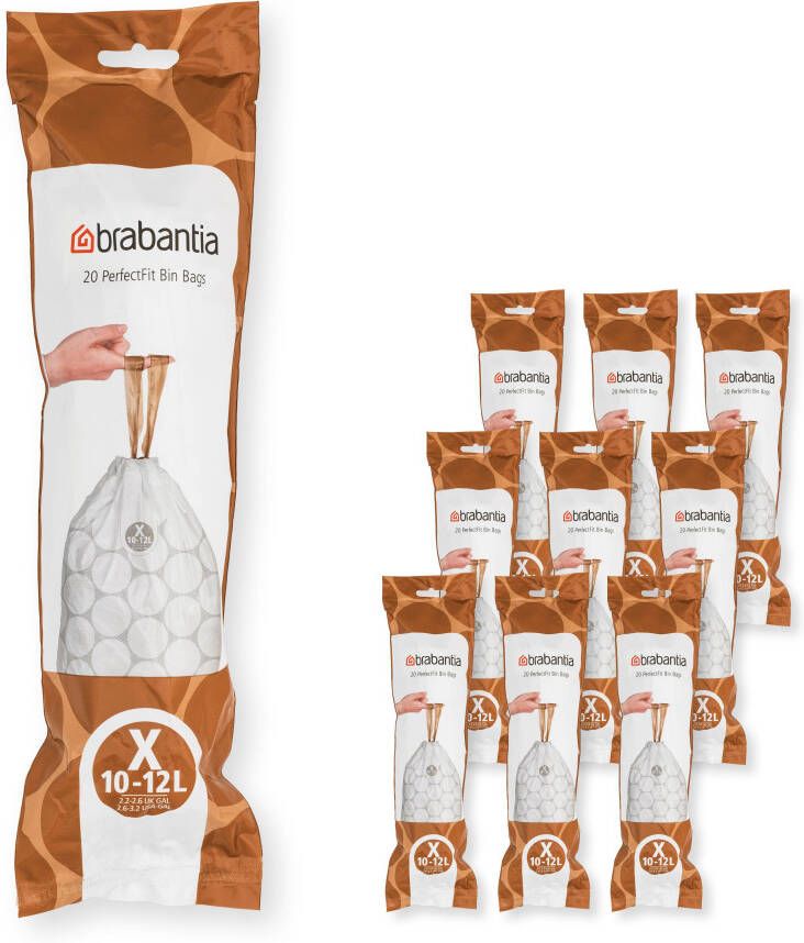 Brabantia Type X PerfectFit Jaarverpakking Afvalzak 10 12 Liter 200 Stuks