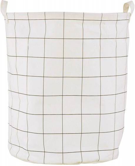 House Doctor Laundry Bag Squares, Black, Dia.40cm H50cm